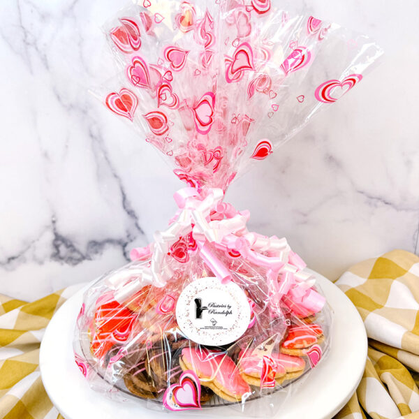 Valentine's Day Cookie Platter, wrapped for gifting