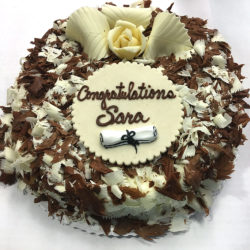 Graduation Marble Mousse with White and Dark Chocolate Shavings with Diploma