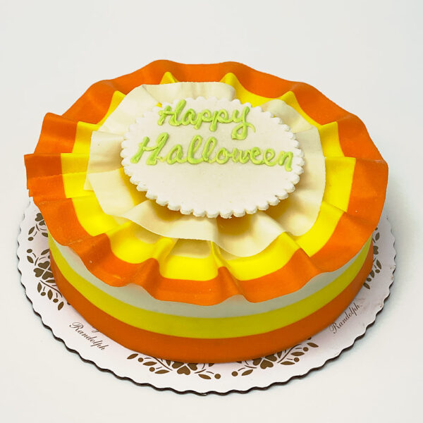 Candy Corn design marble mousse cake with writing