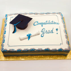 Graduation Mousse Cake with cap and diploma
