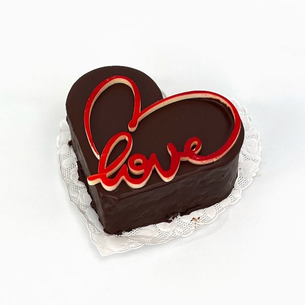 Individual chocolate buttercream heart with LOVE decoration