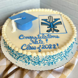 Graduation cake with 3D Cap and scan of school image