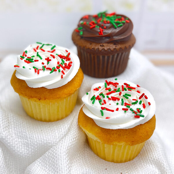 Standard cupcakes with Christmas sprinkles