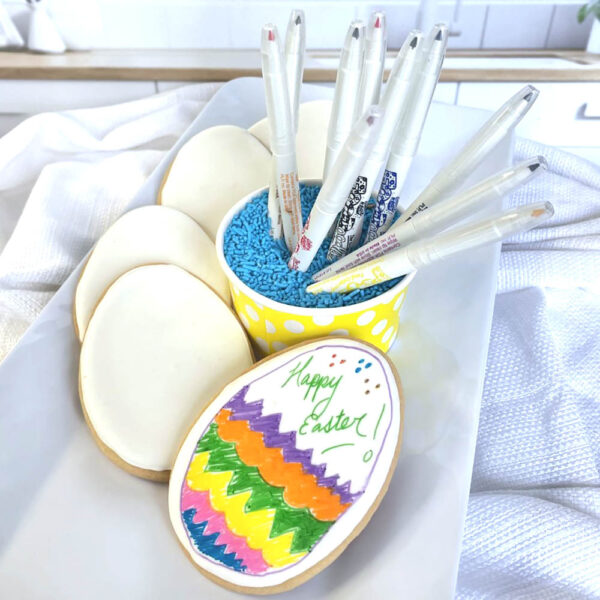 Easter Color Me Cookie Kit with cookies and edible markers