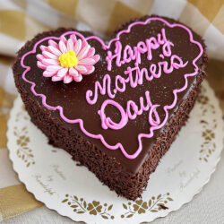 6" chocolate heart-shaped buttercream cake for Mother's Day